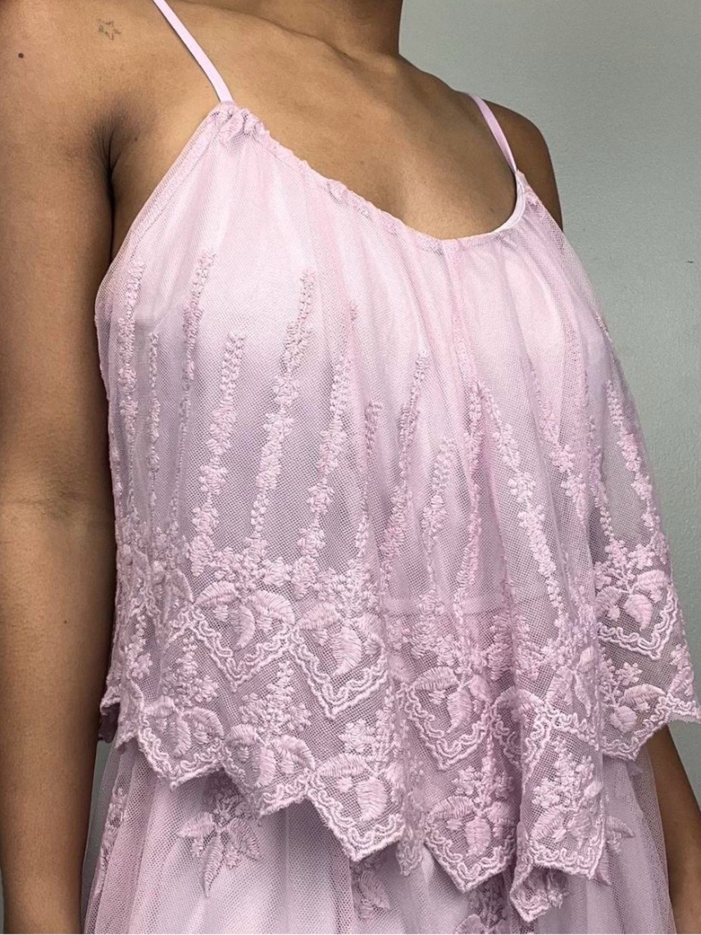 Filly Flair Lavender Floral Lace Midi Dress - Picture 3 of 4